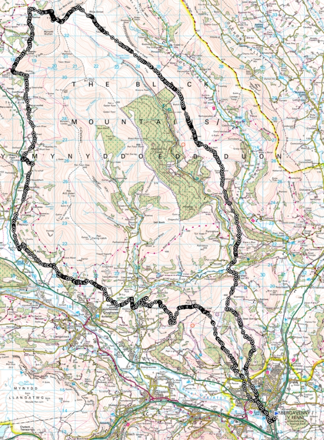 The 67.9km Black Mountains walk with 2566 mtrs ascent and 2648 mtrs descent.