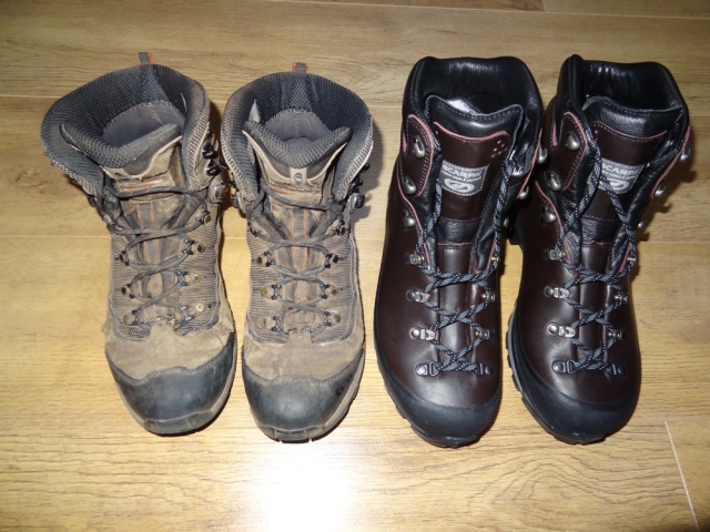 The Scarpa Active SL's on the right replaced the Salomon Quest 4d boots on the left.