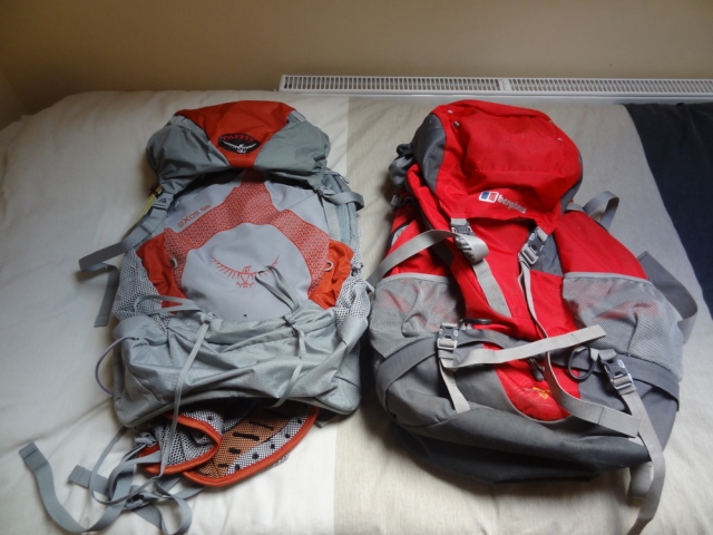 The Osprey Exos 58 on the left replaced the Berghaus Verden on the right.